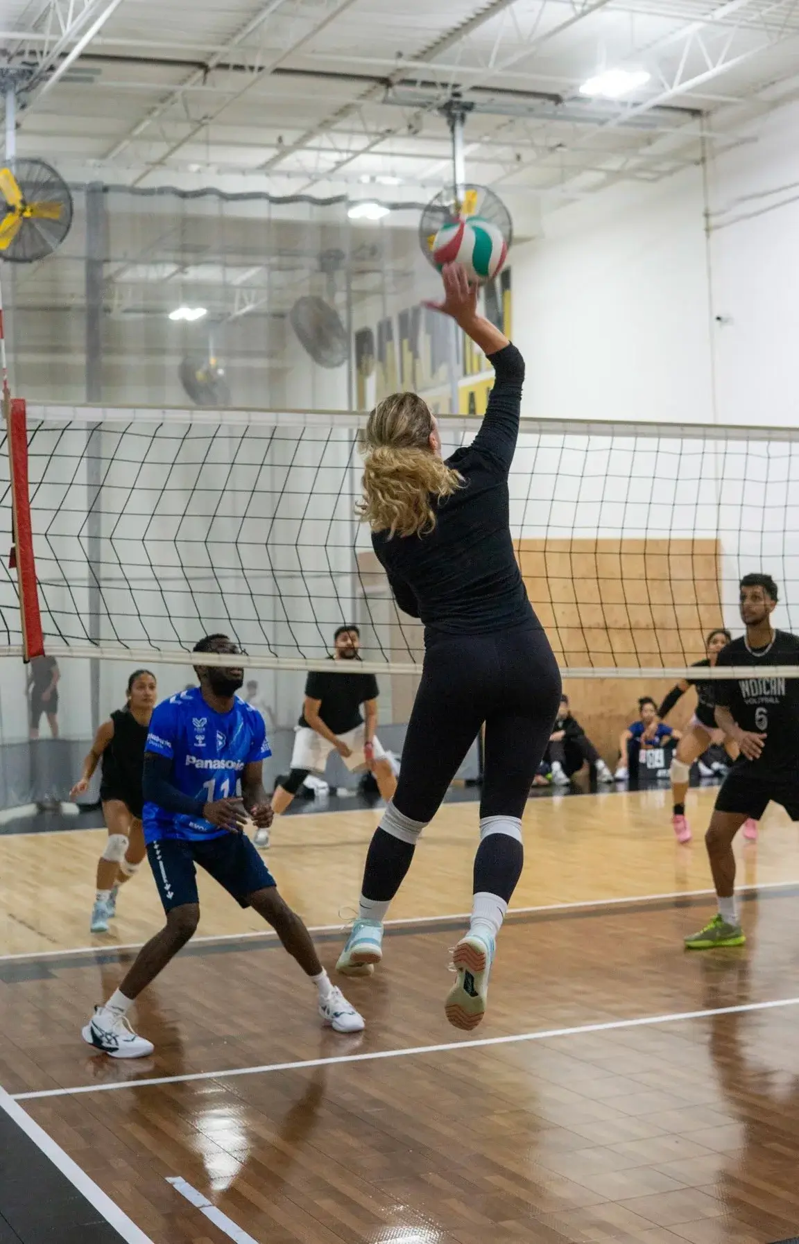 Advanced volleyball action at the net